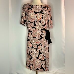Grayson black paisley print dress with side waist tie size M